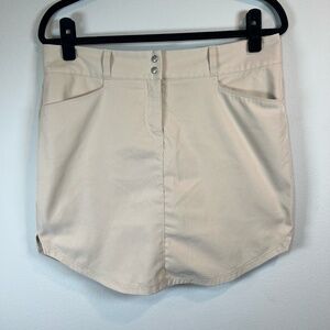 Adidas Womens Golf Skort Beige Stripe Logo Stretch Sport Pickleball Tennis Sz 10